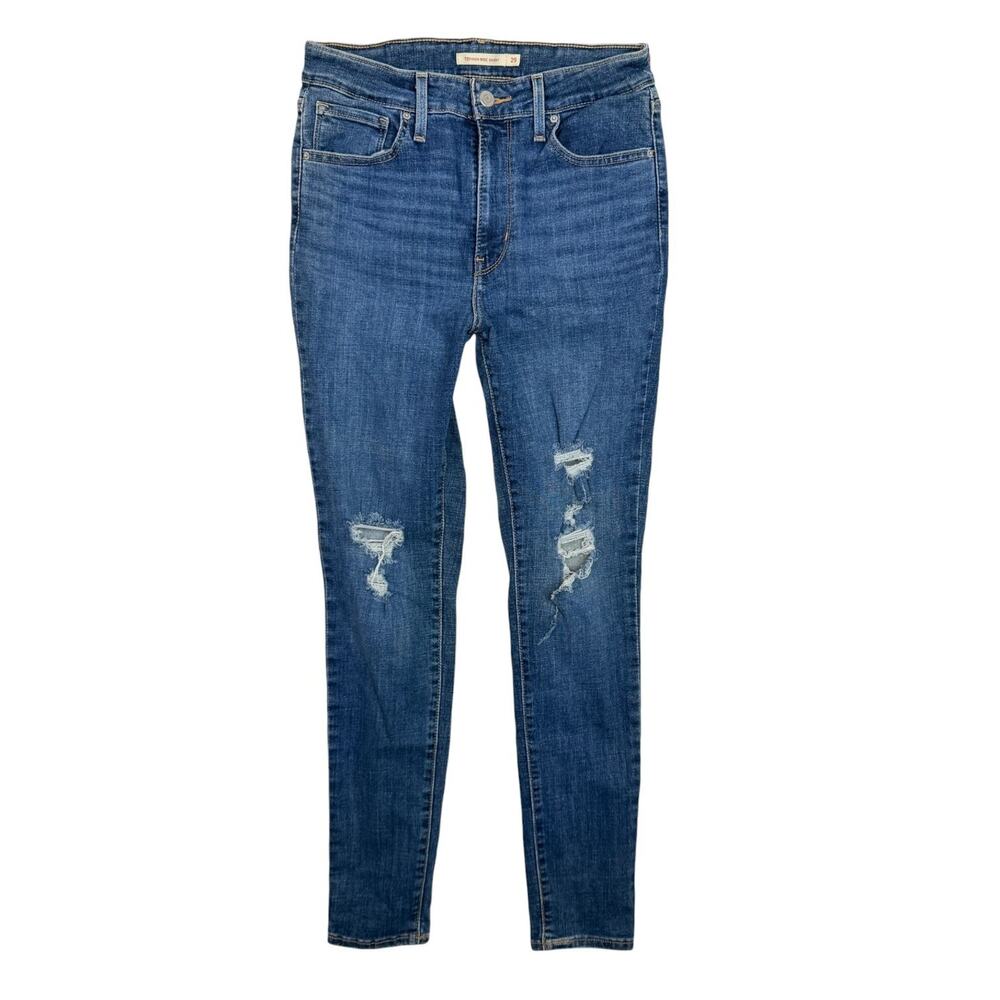 Levis 721 High Rise Skinny Jeans Distressed Stretch Denim Womens 29